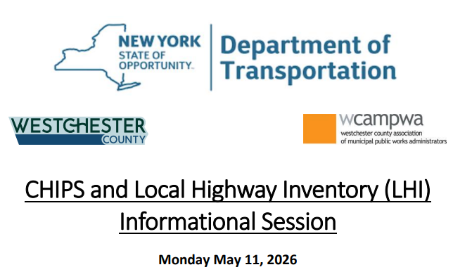WCAMPWA to Co-Sponsor NYS DOT Session on CHIPs